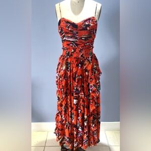Diane von Furstenberg - Orange Dress w/ Multicolor floral print - S (sample)